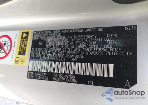 2014 Lexus Rx 350 from USA, damaged, VIN 2T2BK1BA9EC242339